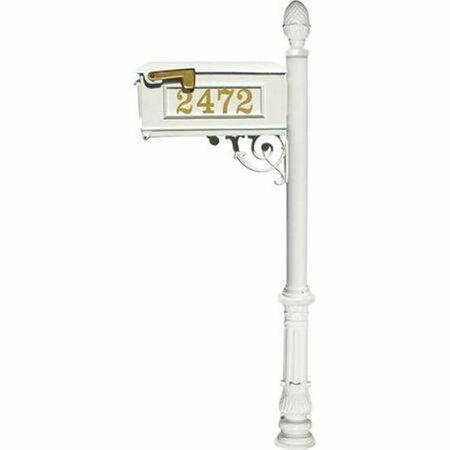 LEWISTON Mailbox Post System with Ornate Base & Pineapple Finial White LMCV-703-WHT